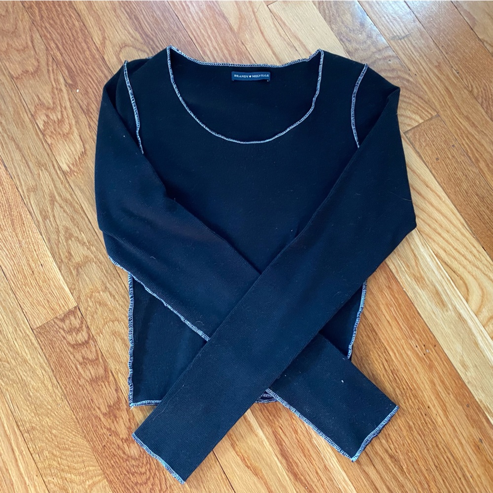 Brandy Melville black reverse stitch top